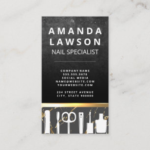 Carte De Visite Roche d'ardoise Découpe métal or Outils de man