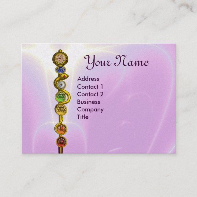 Carte De Visite ROCHE D'ASCLEPIUS,7 CHAKRAS, YOGA INSTRUCTEUR rose (Devant)