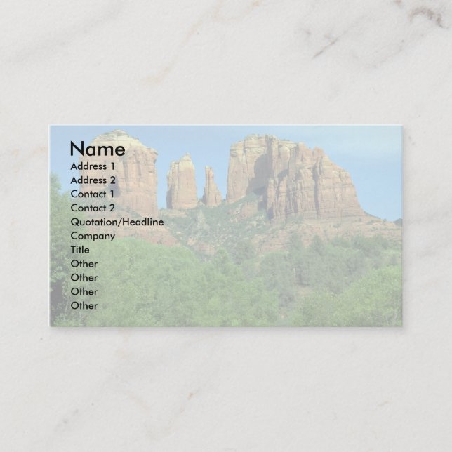 Carte De Visite Roche de cathédrale près de Sedona, Arizona (Devant)
