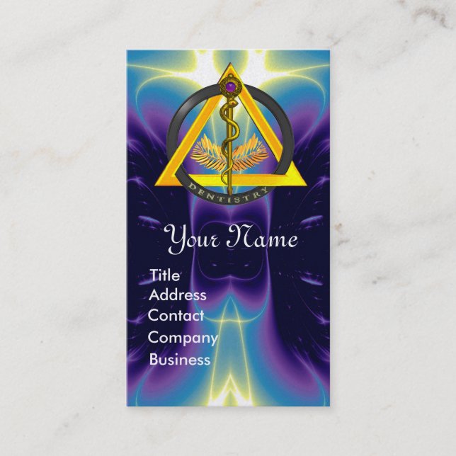 CARTE DE VISITE ROCHE DE PERLE DE MONOGRAMME DENTISTE ASCLEPIUS (Devant)