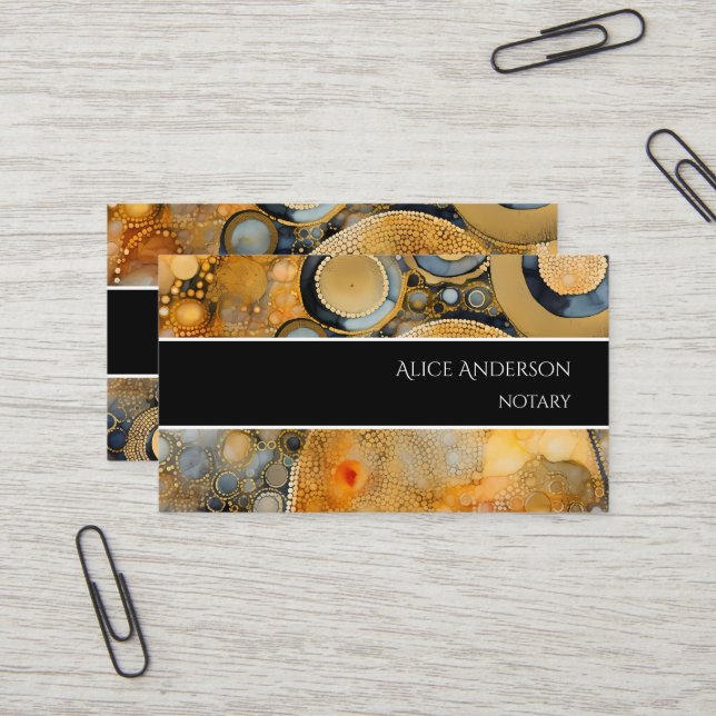 Carte De Visite Roche dorée fossile abstraite luxueuse élégante un (Devant/Arrière en situation)