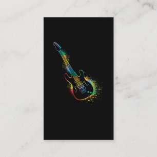 Carte De Visite Rocher de guitare colorée rétro et Louveur de musi