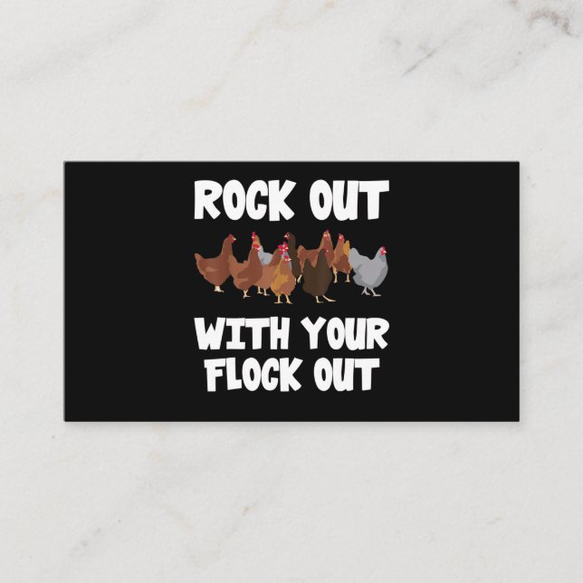 Carte De Visite Rock Out With Your Flock Out Drôle Poulet 210 (Devant)