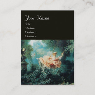 Carte De Visite ROCOCO LADY ON SWING MONOGRAM Vert Rose Noir