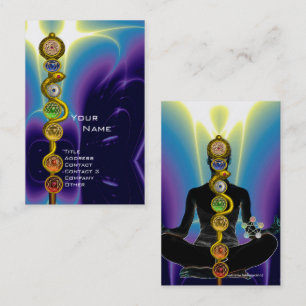 Carte De Visite RODE D'ASCLEPIUS,7 CHAKRAS YOGA LOTUS POSE Bleu