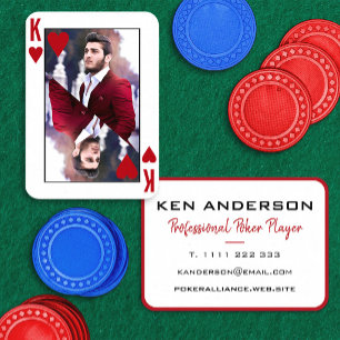 Carte De Visite Roi de Cœur Rouge Blanc Photo Poker Casino