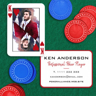 Carte De Visite Roi de Cœur Rouge Blanc Photo Poker Casino