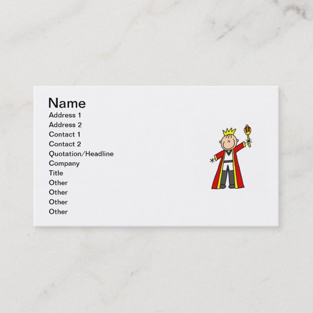 Carte De Visite Roi Stick Figure (Devant)