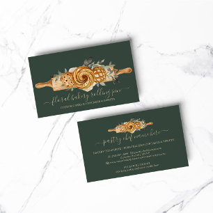 Carte De Visite Rolling Pin Boulangerie Cookies Pains sauge or ver