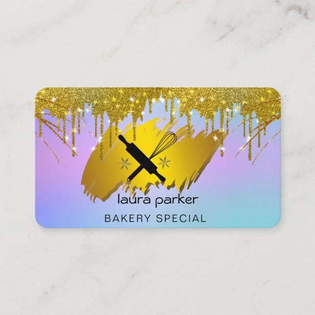 Carte De Visite Rolling Pin Whisk Boulangerie Pâtisserie Restaurat (Devant)