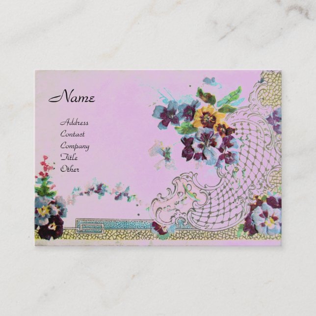 Carte De Visite ROMANTICA 2 Monogramme rose violet (Devant)