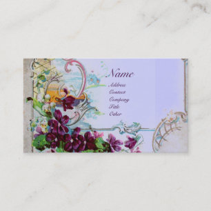 Carte De Visite ROMANTICA Pansies, Violets, Hiver Floral Blanc