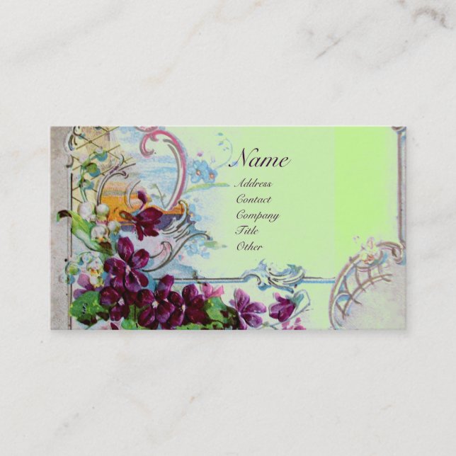 Carte De Visite ROMANTICA Pansies, Violets, Hiver Floral Blanc (Devant)
