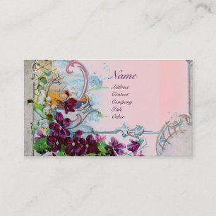 Carte De Visite ROMANTICA Pansies, Violets, Hiver Floral rose