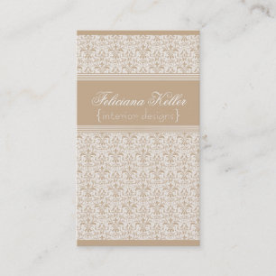 Carte de visite romantique Damask, Latte