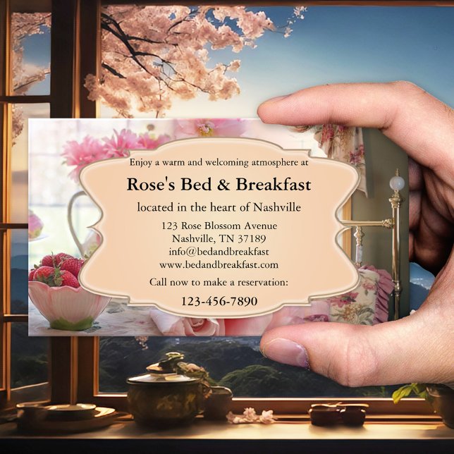 Carte de visite romantique de chambre d'hôtes vint (A romantic bed and breakfast business card in vintage style - B&B - holiday rental)