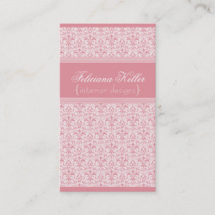 Carte de visite romantique de damassé, rose