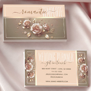 Carte De Visite Romantique Floral Rose Golden Décoratif esthétique