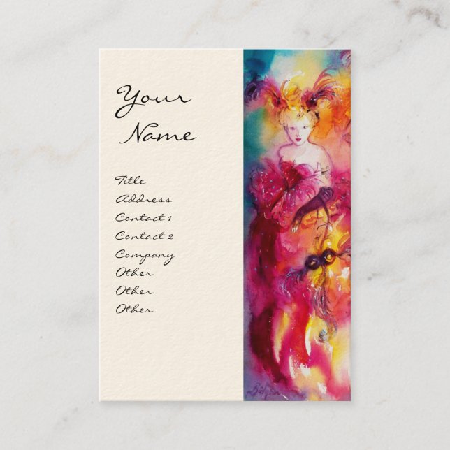 Carte De Visite RONDO EN LAGON, rouge bleu rose jaune (Devant)