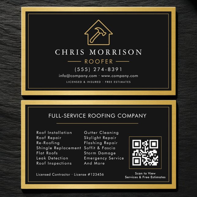 Carte De Visite Roofer Roofing Service QR Code Professional (Créateur téléchargé)