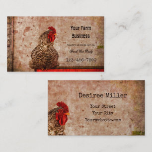 Carte De Visite Rooster Vintage Antique Red Texture Brown ferme