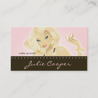 Carte De Visite Rose assez blond de femme de bijoux de maquilleur
