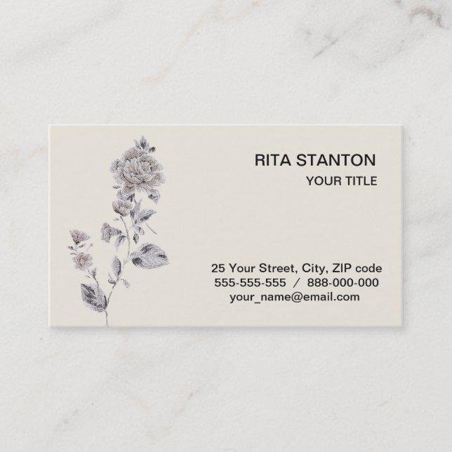 Carte De Visite Rose beige (Devant)