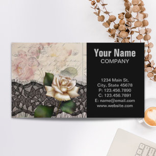 Carte De Visite rose blanc de manuscrits de victorian vintage