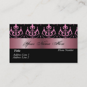 Carte de visite rose blanc noir de damassé