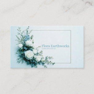 Carte De Visite Rose Blanche Impeccable Fleurie et Cadre Bleu Pous