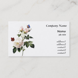 Carte De Visite rose blanche vintage et papillons