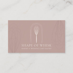 Carte De Visite Rose Blush élégant Whisk Logo Accueil Boulangerie