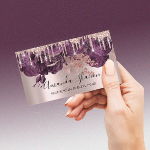 Carte De Visite Rose Blush Purple Parties scintillant Drio Logo Pl