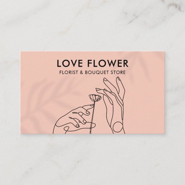 Carte De Visite Rose Blush Simple Clair Main Caress Flower (Devant)