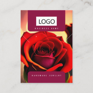 Carte De Visite Rose Boucles d'oreilles en bijoux Collier Display 