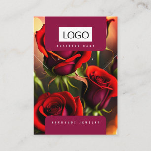 Carte De Visite Rose Boucles d'oreilles en bijoux Collier Display 