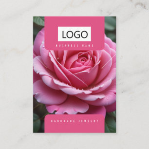 Carte De Visite Rose Boucles d'oreilles en bijoux Collier Display 