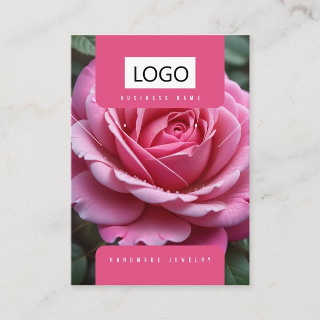 Carte De Visite Rose Boucles d'oreilles en bijoux Collier Display  (Devant)