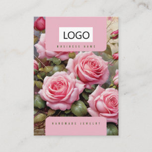 Carte De Visite Rose Boucles d'oreilles en bijoux Collier Display 