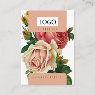 Carte De Visite Rose Boucles d'oreilles en bijoux Collier Display 