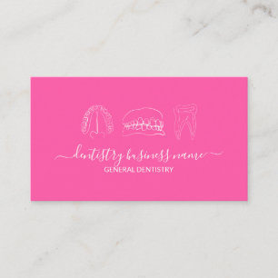 Carte De Visite Rose brillant doux dents blanchiment art dentaire