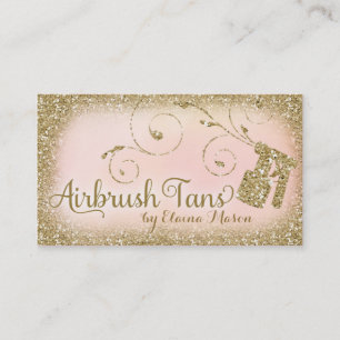 Carte De Visite Rose bronzage de parties scintillantes d'or de