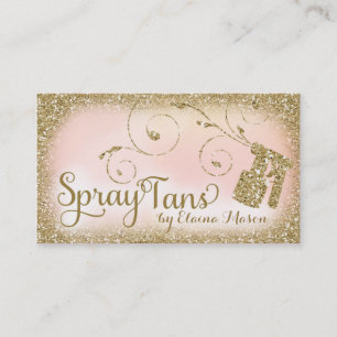 Carte De Visite Rose bronzage de parties scintillantes d'or du jet