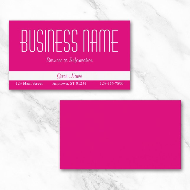 Carte De Visite Rose Chaud et Blanc (Hot Pink and White Business Card)