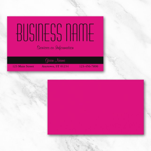 Carte De Visite Rose Chaud et Noir (Hot Pink and Black Business Card)