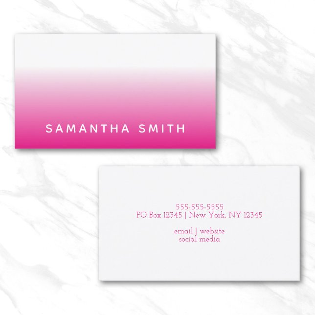 Carte De Visite Rose Chaude Dégradé (Hot Pink Ombre Business Card)