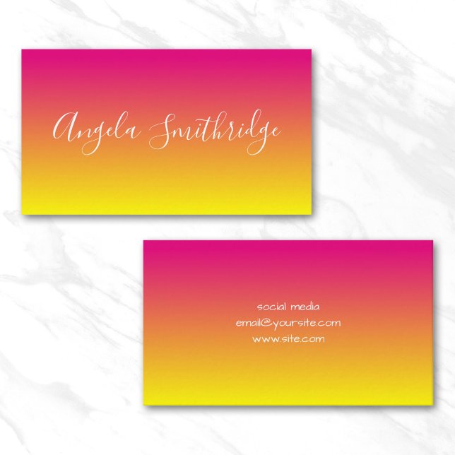 Carte De Visite Rose Chaude et Ombre Jaune (Hot Pink and Yellow Ombre Business Card)