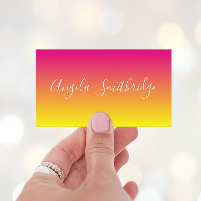 Carte De Visite Rose Chaude et Ombre Jaune (Hot pink, coral, gold and yellow gradient business cards.)