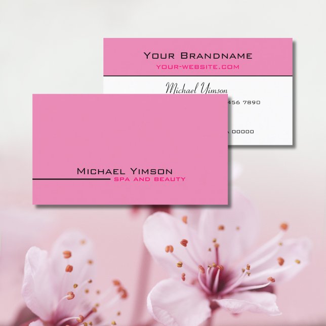 Carte De Visite Rose clair et blanc Simple moderne Professionnel (Créateur téléchargé)