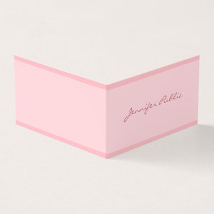 Carte De Visite Rose clair moderne Modèle simple Élégant Script